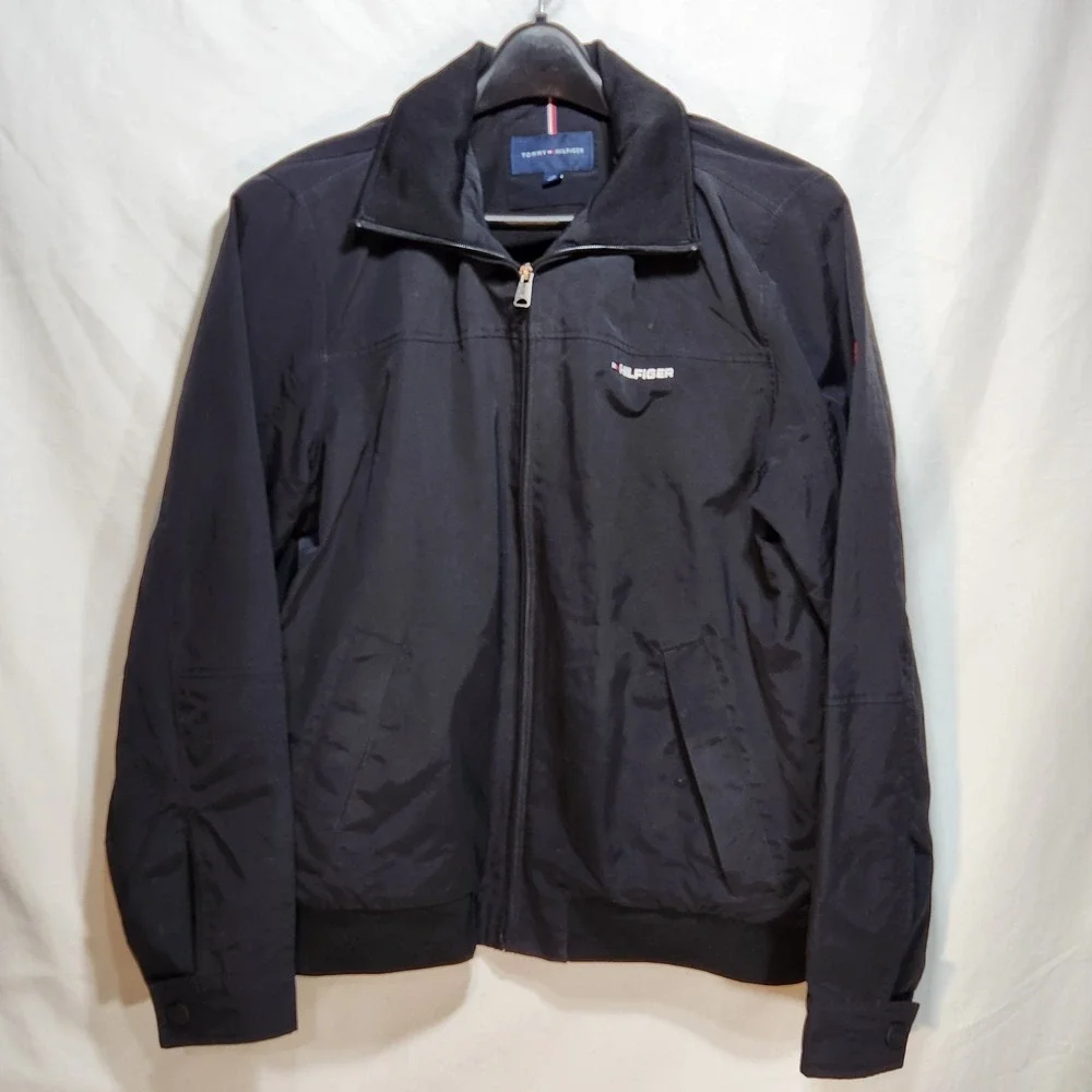 Tommy Hilfiger Mens Windbreaker Yacht Sailing Jacket Size Large‎ Black